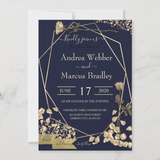 Deep Blue en Champagne Kaart (Voorkant)