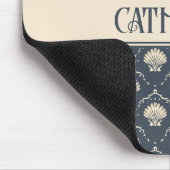 Deep Blue en Cream Seashell Patroon Gepersonalisee Muismat (Hoek)