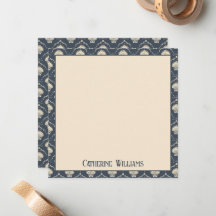 Deep Blue en Cream Seashell Patroon