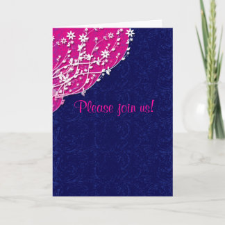 Deep Blue en Fuschia Aangepaste Uitnodigingen