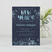 Deep Blue en Glitter sterren nieuwjaarsfeest Kaart (Staand voorkant)