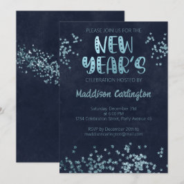 Deep Blue en Glitter sterren nieuwjaarsfeest Kaart