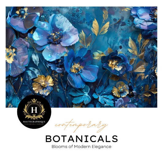 Deep Blue en Gold Bloemen Decoupage Tissuepapier