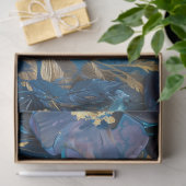 Deep Blue en Gold Bloemen Decoupage Tissuepapier (Geschenk)
