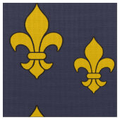 Deep Blue en Gold Fleur de Lis Patterned Fabric Stof (Close Up)