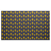 Deep Blue en Gold Fleur de Lis Patterned Fabric Stof (Yard (91,4 cm))