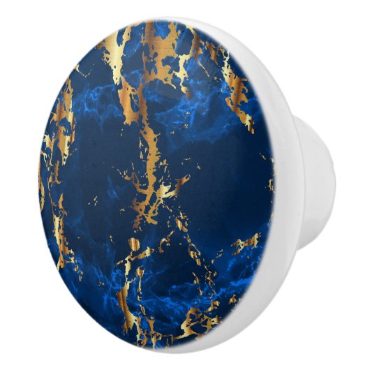 Deep Blue en Gold Marble Keramische Knop (Rechts)