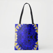 Deep Blue en Gold Teeth Border Fractal Tote Bag (Voorkant)