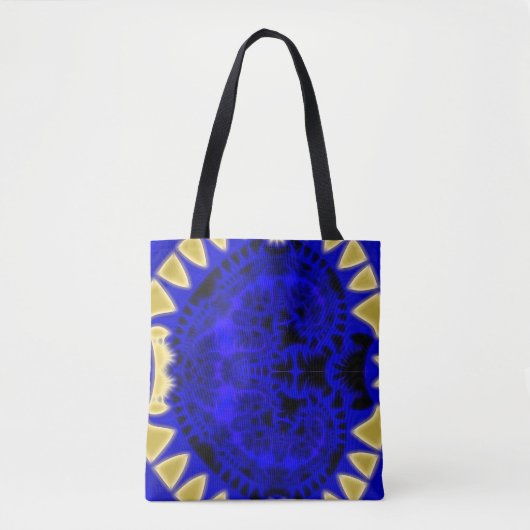 Deep Blue en Gold Teeth Border Fractal Tote Bag (Voorkant)