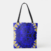 Deep Blue en Gold Teeth Border Fractal Tote Bag (Achterkant)