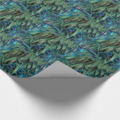 Deep Blue en Green Peafowl Feathers Cadeaupapier (Hoek)
