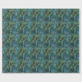 Deep Blue en Green Peafowl Feathers Cadeaupapier (Vlak)