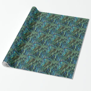 Deep Blue en Green Peafowl Feathers Cadeaupapier