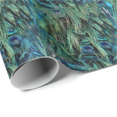 Deep Blue en Green Peafowl Feathers Cadeaupapier (Rol Hoek)