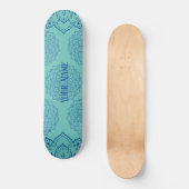 Deep Blue en Light Blauwgroen Mandala Skateboard (Voorkant)