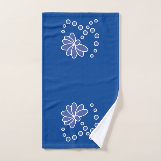 Deep Blue en Medium Moderne Bloem Bad Handdoek (Handdoek)