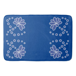 Deep Blue en Medium Moderne Bloem Badmat