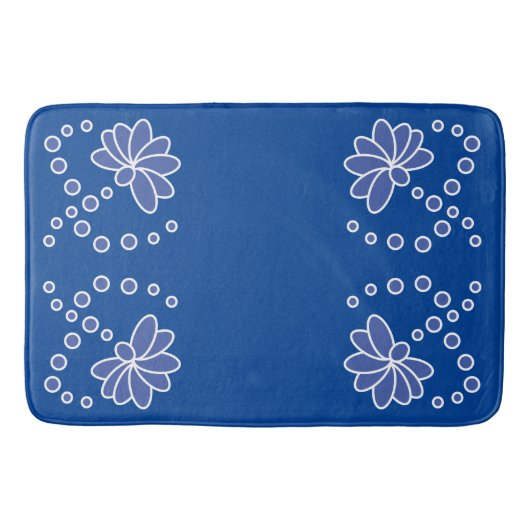Deep Blue en Medium Moderne Bloem Badmat (Voorkant)