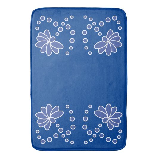 Deep Blue en Medium Moderne Bloem Badmat (Voorkant Verticaal)