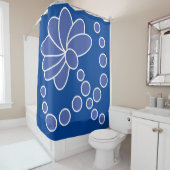 Deep Blue en Medium Moderne Bloem Douchegordijn (In situ)