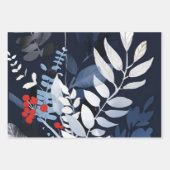 Deep Blue en Red Botanical Inpakpapier Vel (Voorkant 2)