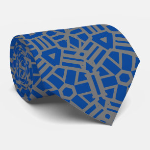 Deep Blue en Silver Unique Pattern Stropdas
