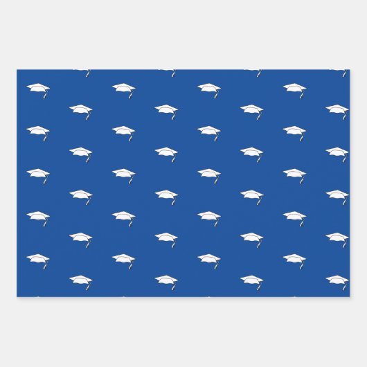 Deep Blue en White Afstuderen Gefeliciteerd Inpakpapier Vel (Voorkant 2)