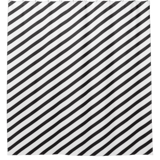 Deep Blue en White Diagonal Stripes Modern Douchegordijn (Voorkant)