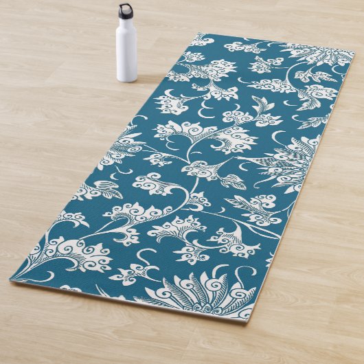 Deep Blue en White  Fantasy Floral Yogamat (In situ)