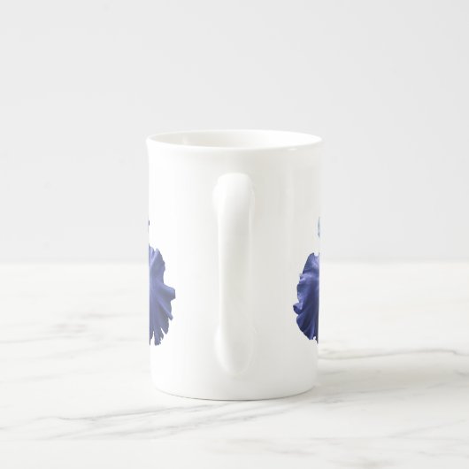 Deep Blue en White Iris Porselein Kop (Achterkant)