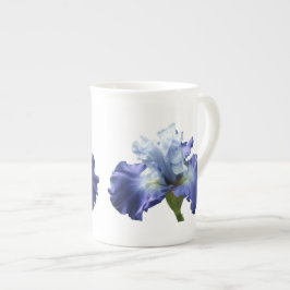 Deep Blue en White Iris Porselein Kop