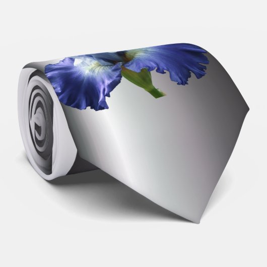 Deep Blue en White Iris Stropdas (Opgerold)