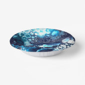 Deep Blue en White Marble Fluid Art Papieren Kommen (Gebogen)