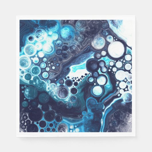 Deep Blue en White Marble Fluid Art Servet (Voorkant)