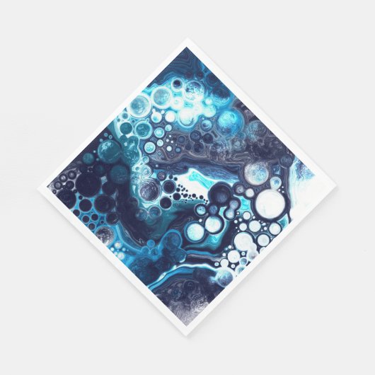 Deep Blue en White Marble Fluid Art Servet (Hoek)