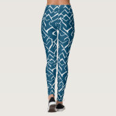 Deep Blue en White Meander Pattern | Moderne Maze Leggings (Achterkant)