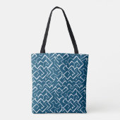 Deep Blue en White Meander Pattern | Moderne Maze Tote Bag (Achterkant)