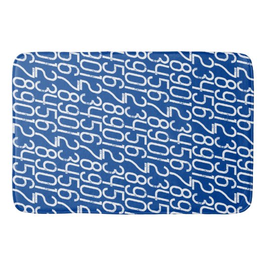 Deep Blue en white. Nummers Wiskunde. Badmat (Voorkant)