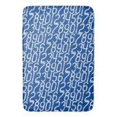 Deep Blue en white. Nummers Wiskunde. Badmat (Voorkant Verticaal)