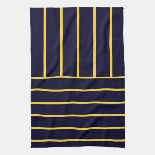 Deep Blue en Yellow Stripes Theedoek (Verticaal)