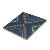 Deep Blue Ethnic Folk Boho Chic Mosaic Patroon Tegeltje (Zijkant)