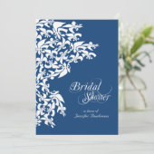 Deep Blue Fancy Fleur de Lis Vrijgezellenfeest Kaart (Staand voorkant)