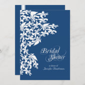 Deep Blue Fancy Fleur de Lis Vrijgezellenfeest Kaart (Voorkant / Achterkant)