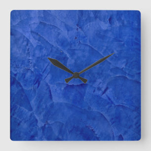 Deep Blue Faux Finish Vierkante wandklok
