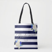 Deep Blue Floral Bruidsmeisje Canvas tas (Voorkant)