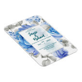 Deep Blue Floral bruiloft magneet uitnodiging (Rechterzijde)