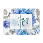 Deep Blue Floral bruiloft magneet uitnodiging (Horizontaal)