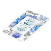 Deep Blue Floral bruiloft magneet uitnodiging (Linkerzijde)