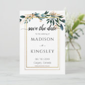 Deep Blue Floral Elegant Wedding Save Date Kaart (Staand voorkant)