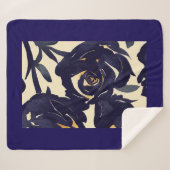 Deep blue floral sherpa deken (Voorkant (horizontaal))